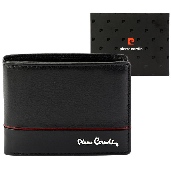 Pierre Cardin YS605 323 juoda ir raudona piniginė czarny + czerwony
