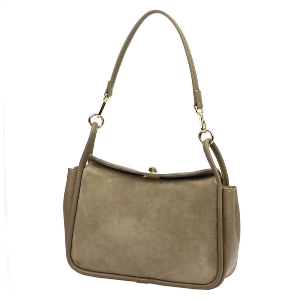 Luka 26-173 tamsios taupe spalvos odinė rankinė taupe scuro