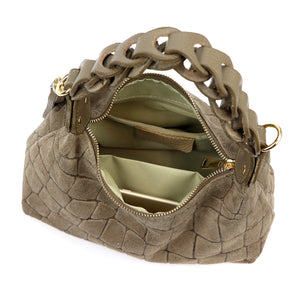 Luka 26-032 CROCO taupe zomšinės odos rankinė taupe