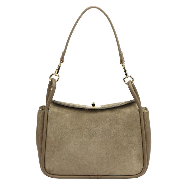 Luka 26-173 tamsios taupe spalvos odinė rankinė taupe scuro