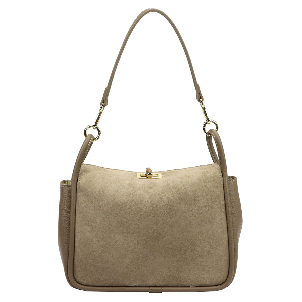 Luka 26-173 tamsios taupe spalvos odinė rankinė taupe scuro