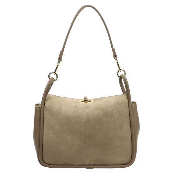 Luka 26-173 tamsios taupe spalvos odinė rankinė taupe scuro