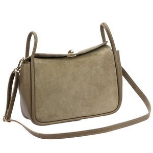 Luka 26-173 tamsios taupe spalvos odinė rankinė taupe scuro