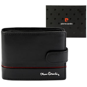 Pierre Cardin YS605 324A juoda ir raudona odinė piniginė czarny + czerwony