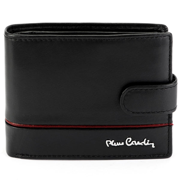 Pierre Cardin YS605 324A juoda ir raudona odinė piniginė czarny + czerwony