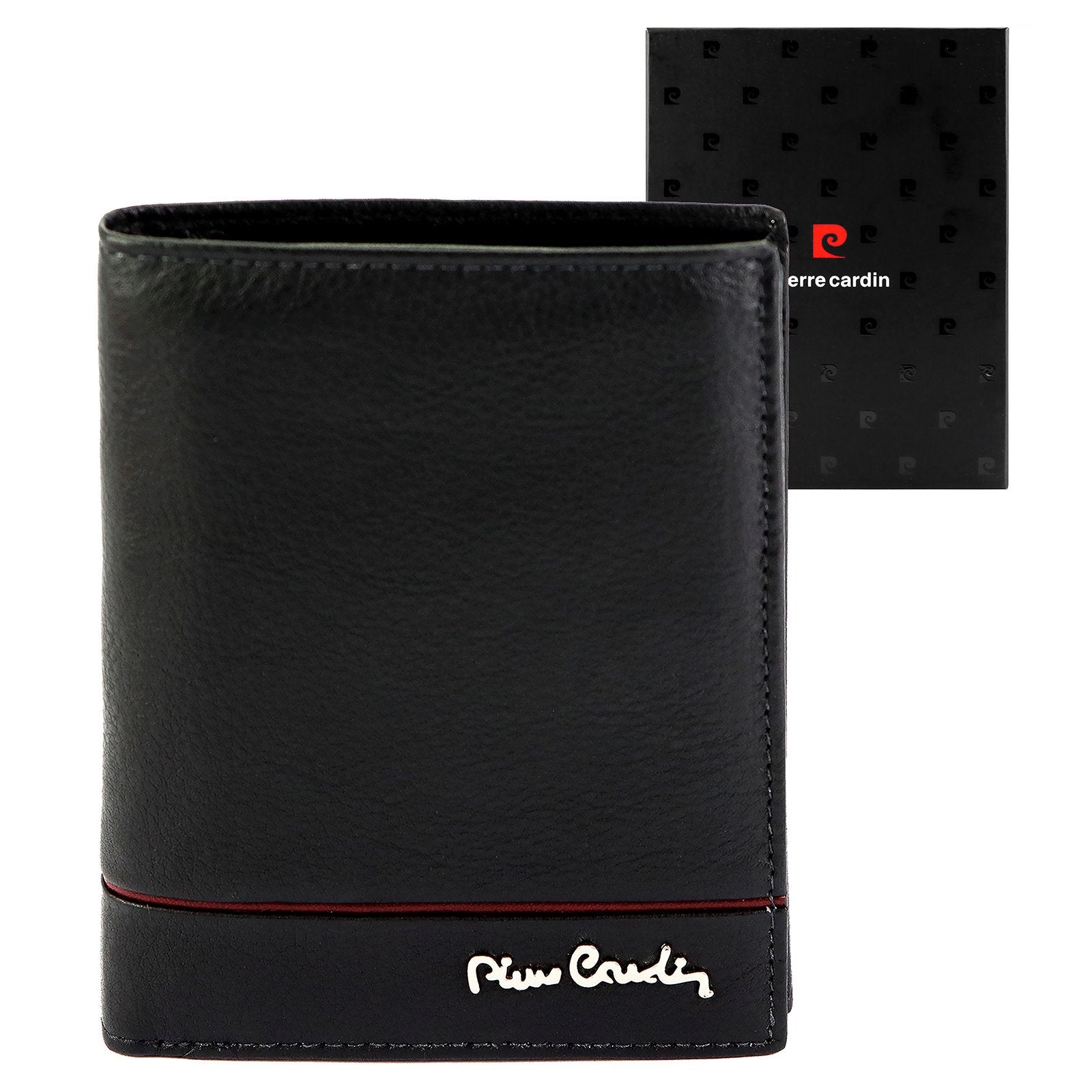 Pierre Cardin YS605 326 juoda ir raudona piniginė czarny + czerwony