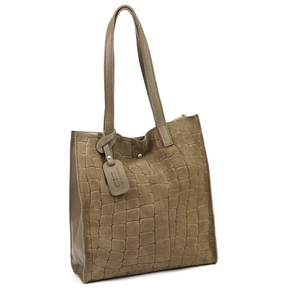 Luka 25-041 CROCO taupe natūralios odos rankinė taupe