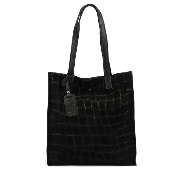 Luka 25-041 CROCO juoda odinė rankinė czarny