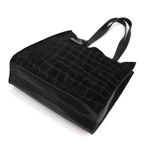 Luka 25-041 CROCO juoda odinė rankinė czarny