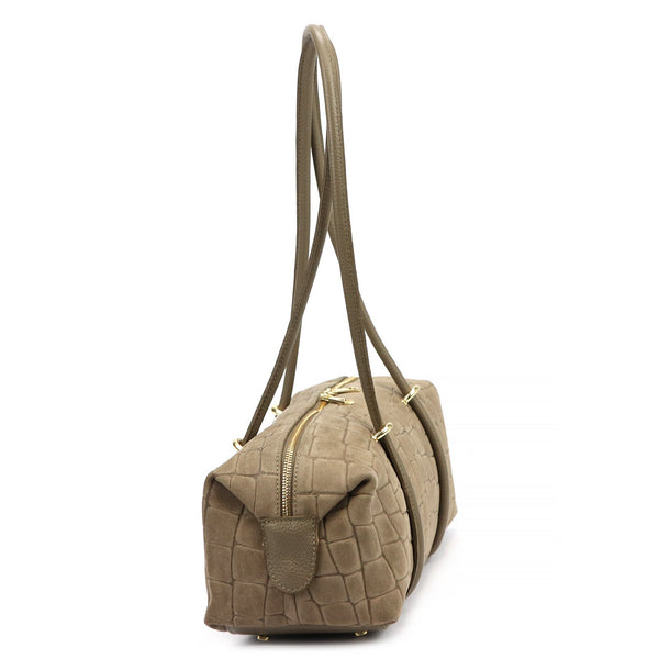 Luka 26-129 CROCO taupe zomšinės odos rankinė taupe