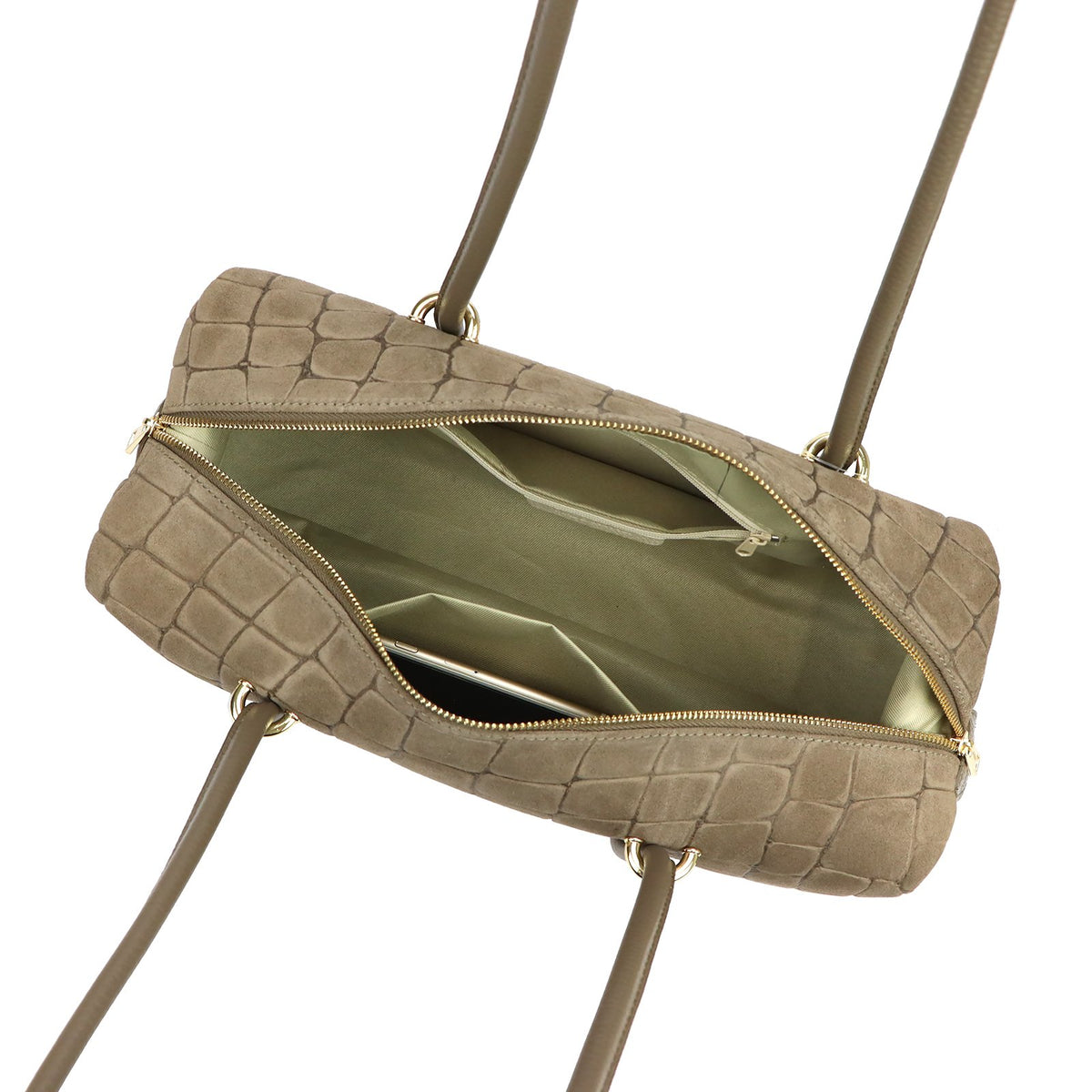 Luka 26-129 CROCO taupe zomšinės odos rankinė taupe
