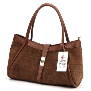 Camilla PREMIUM 10.014 CROCO ruda odinė rankinė brązowy