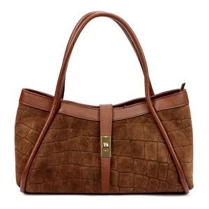 Camilla PREMIUM 10.014 CROCO ruda odinė rankinė brązowy
