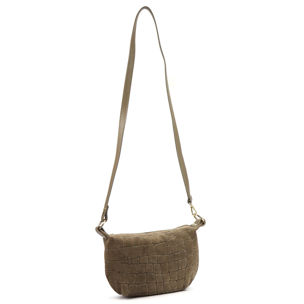 Luka 26-168 CROCO pilkai rusva odinė rankinė taupe
