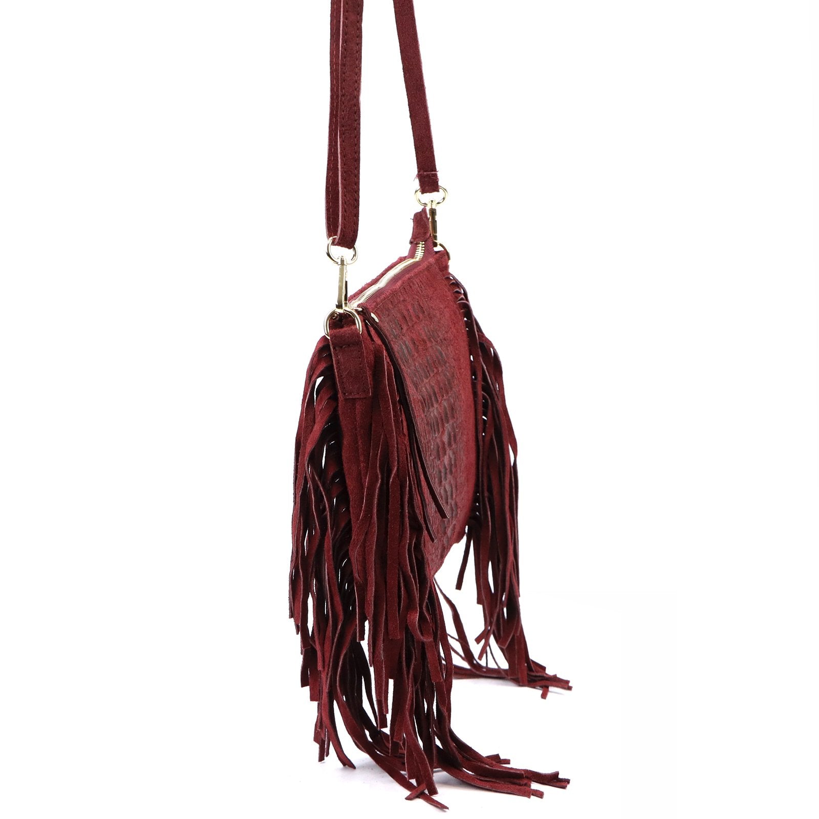 Luka 26-015 CROCO bordo odinė rankinė bordo