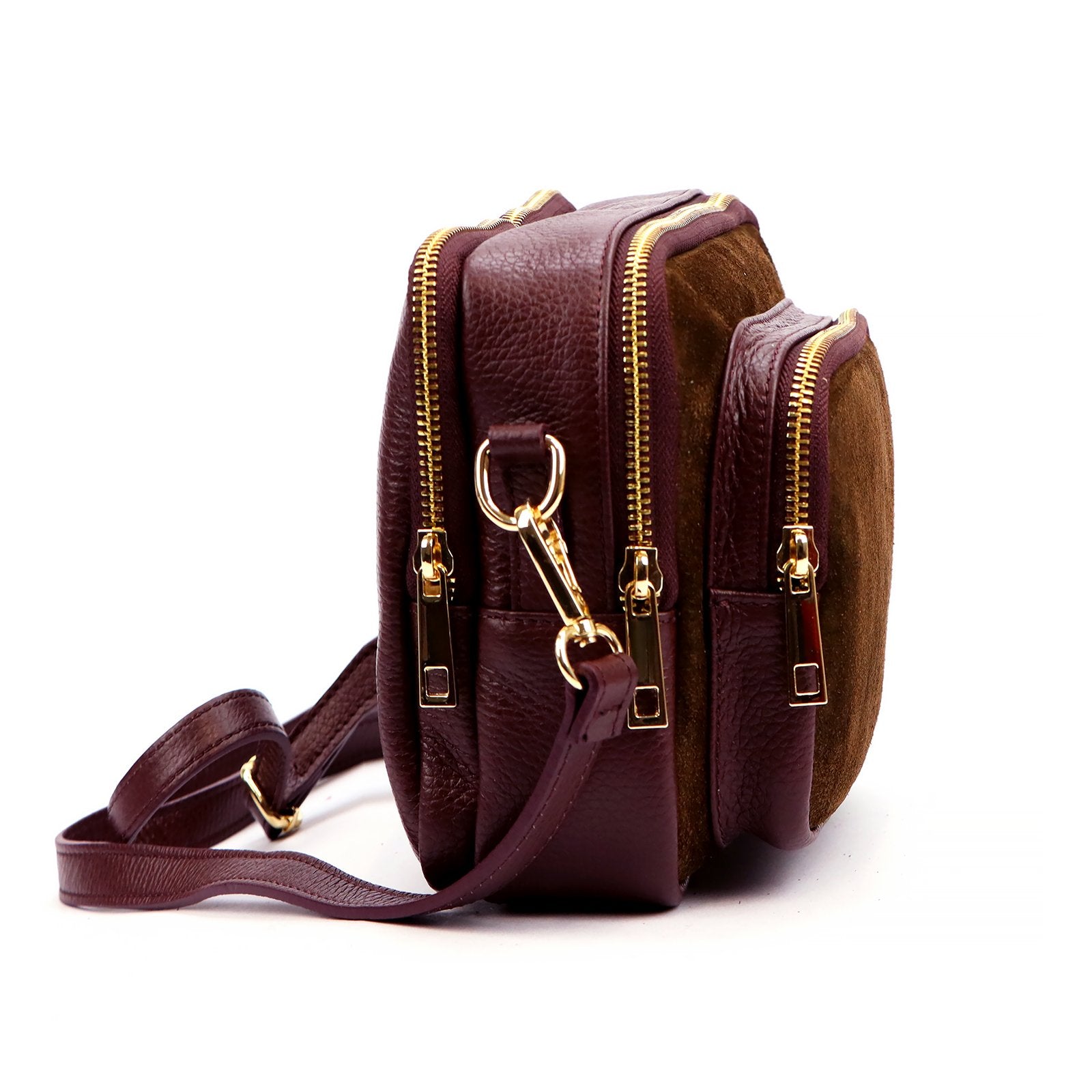 Luka 25-010-2 bordo ir ruda odinė rankinė bordo + brąz