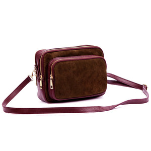 Luka 25-010-2 bordo ir ruda odinė rankinė bordo + brąz