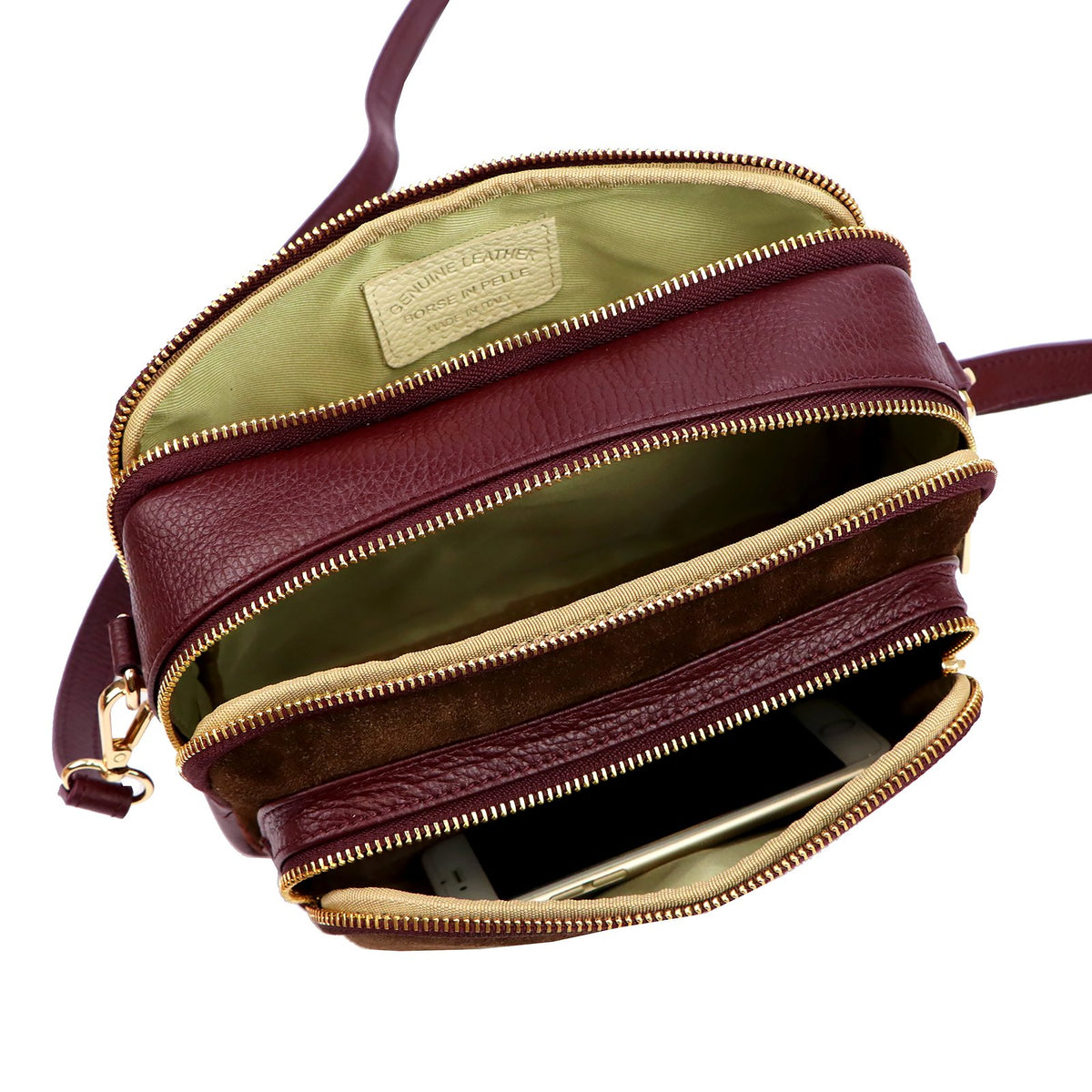 Luka 25-010-2 bordo ir ruda odinė rankinė bordo + brąz