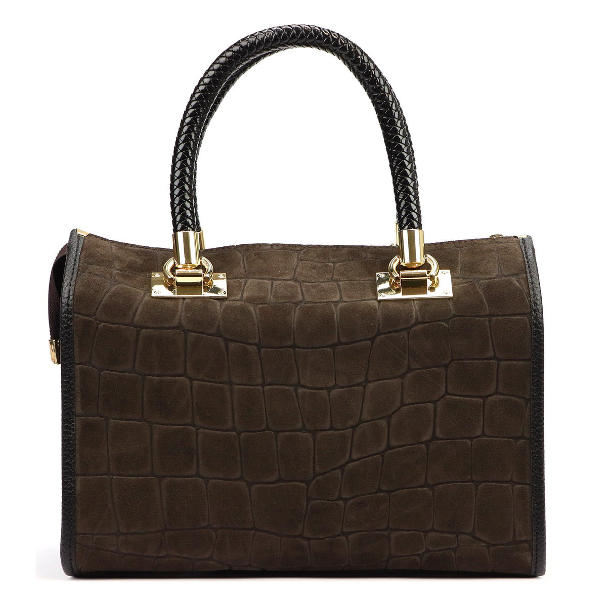Camilla PREMIUM 10.019 CROCO tamsiai ruda odinė rankinė ciemny brąz