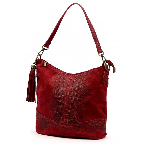 Luka 26-027 CROCO bordo odinė rankinė bordo