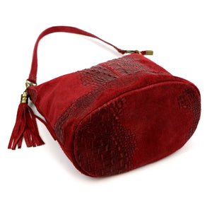 Luka 26-027 CROCO bordo odinė rankinė bordo