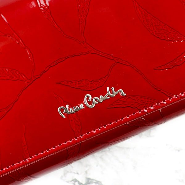 Pierre Cardin 02 LEAF-N 102 raudona odinė piniginė czerwony
