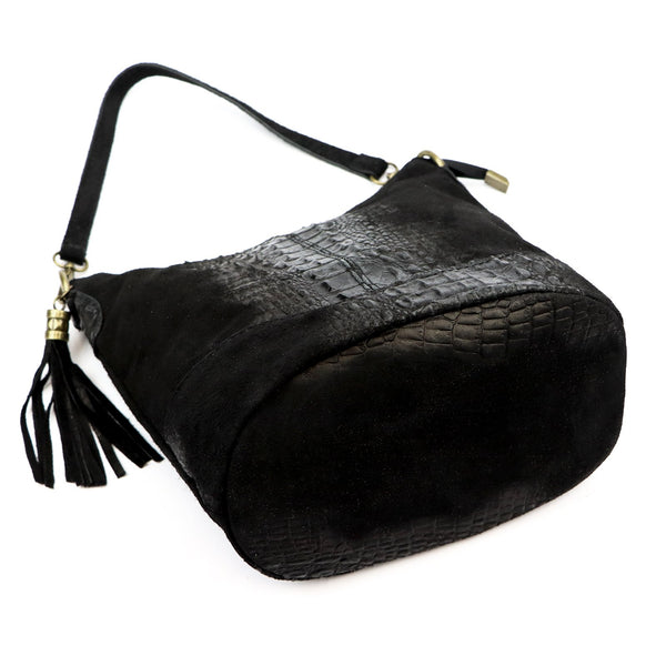 Luka 26-027 CROCO juoda odinė rankinė czarny