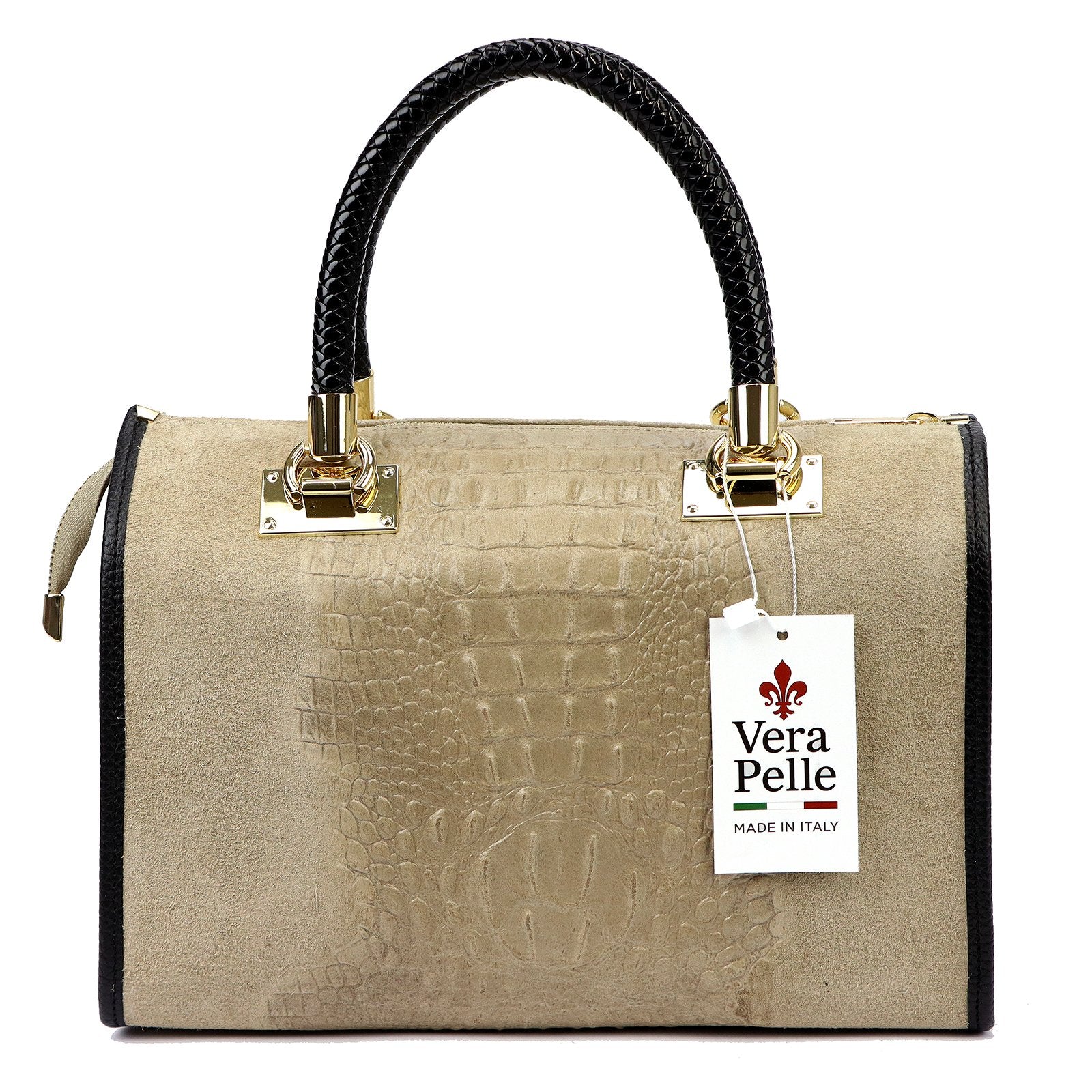 Luka 25-088 CROCO pilkai rusva natūralios odos rankinė taupe