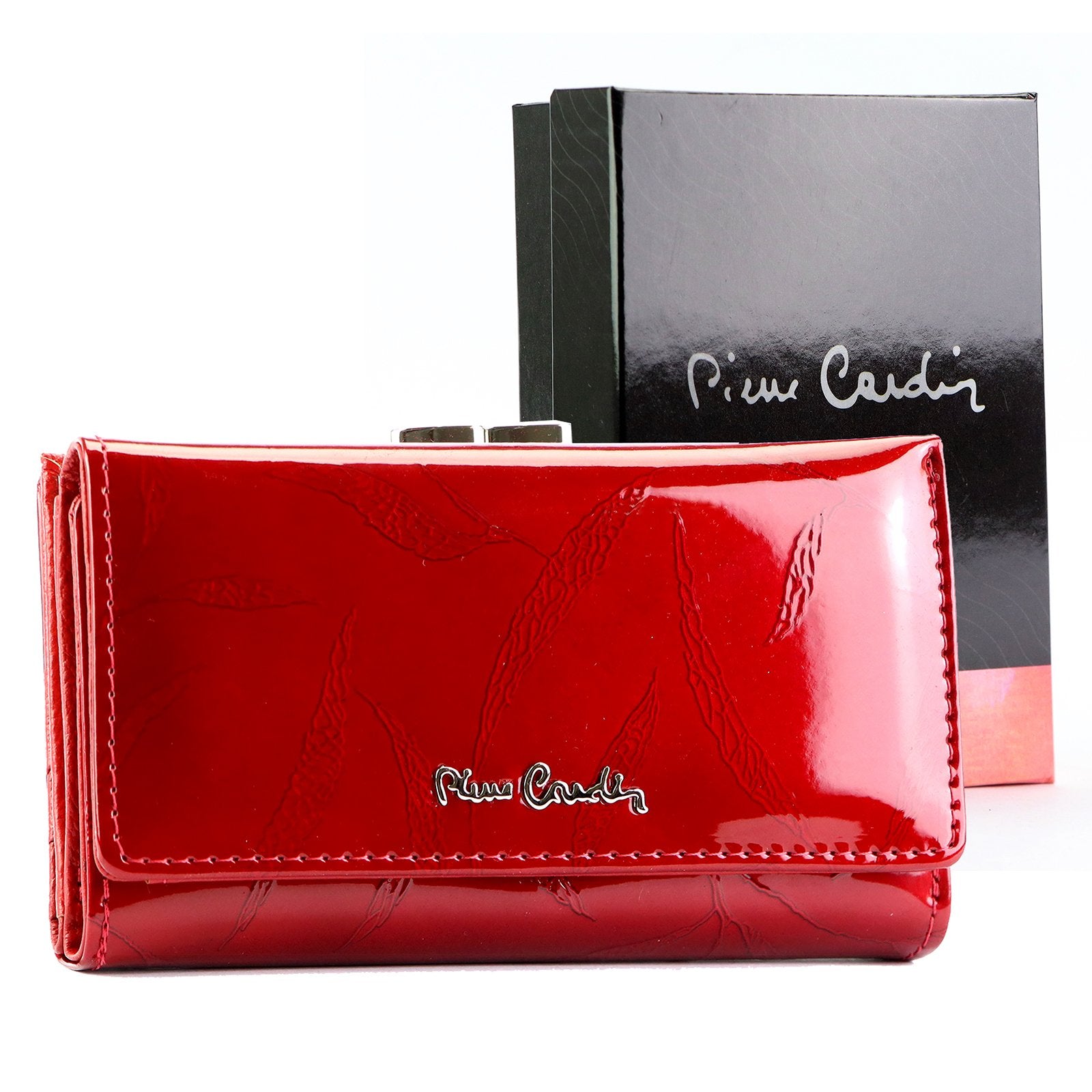 Pierre Cardin 02 LEAF-N 108 raudona lakuotos odos piniginė czerwony