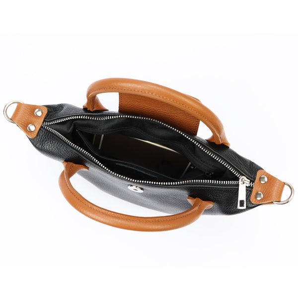 Luka 24-068 D DOLLARO juoda ir kupranugario spalvos odinė rankinė czarny + camel-2