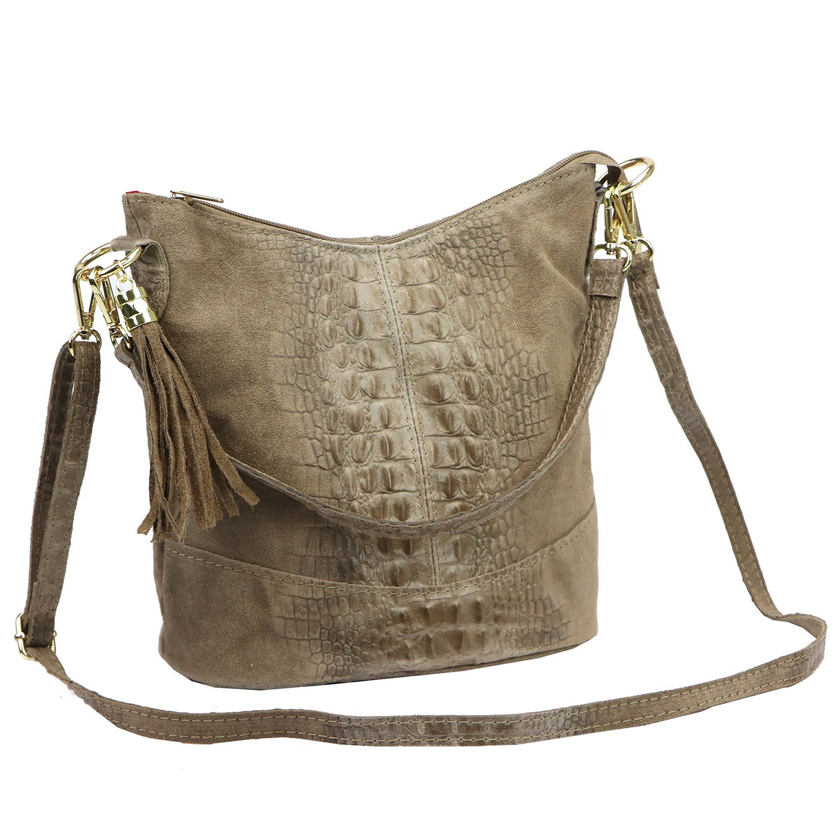 Luka 26-027 CROCO taupe natūralios odos rankinė taupe