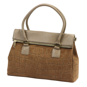 Camilla PREMIUM 10.015 MN CROCO taupe natūralios odos rankinė taupe