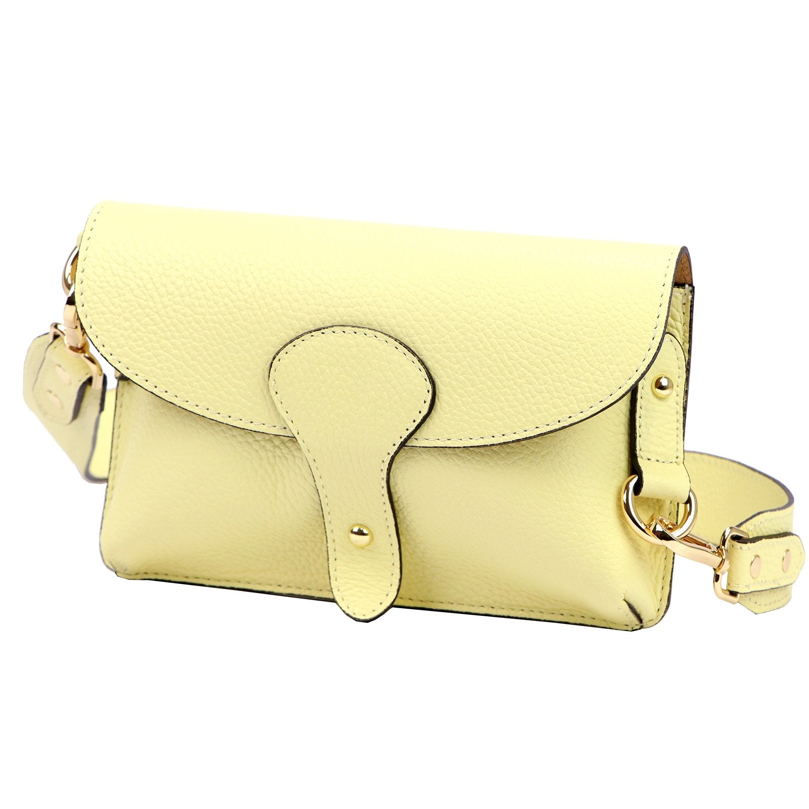 Luka 24-076 DOLLARO pastel yellow odinė rankinė żółty pastelowy