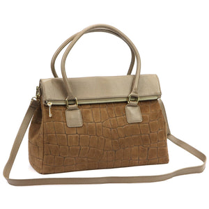 Camilla PREMIUM 10.015 MN CROCO taupe natūralios odos rankinė taupe