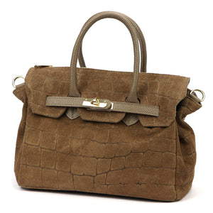 Luka 26-146 CROCO pilkai rusva odinė rankinė taupe
