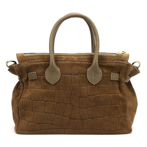 Luka 26-146 CROCO pilkai rusva odinė rankinė taupe