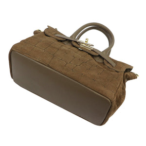Luka 26-146 CROCO pilkai rusva odinė rankinė taupe