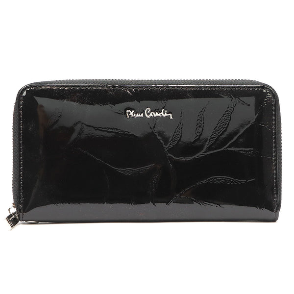 Pierre Cardin 02 LEAF 119 juoda natūralios odos piniginė czarny