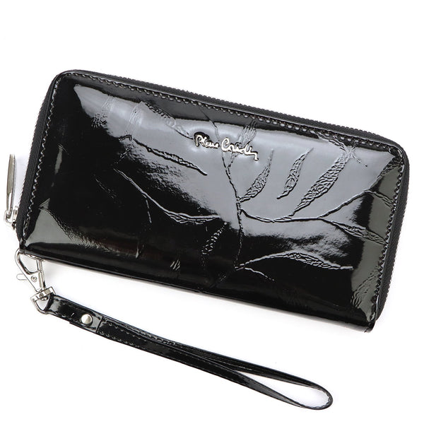 Pierre Cardin 02 LEAF 119 juoda natūralios odos piniginė czarny