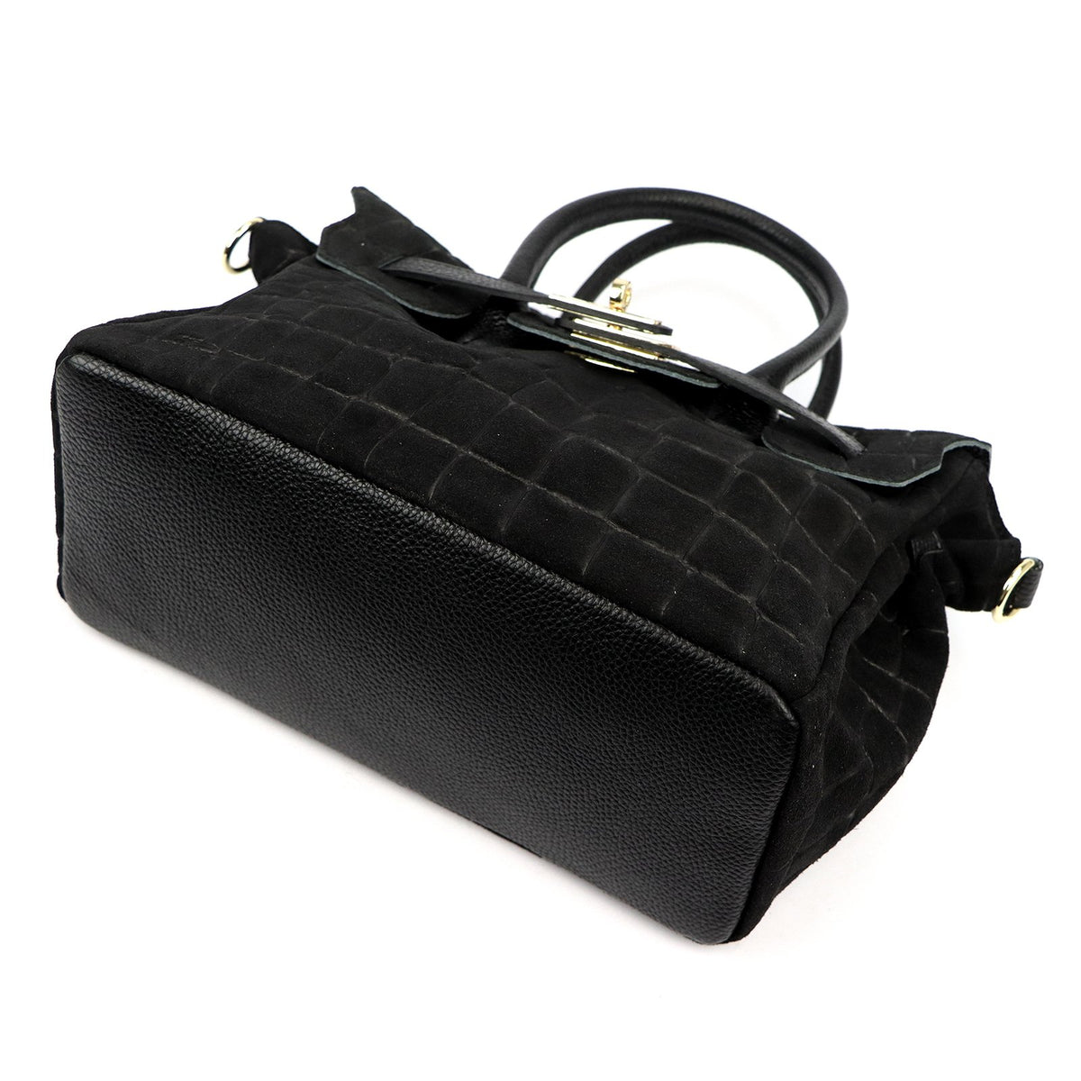 Luka 26-146 CROCO juoda natūralios odos rankinė czarny