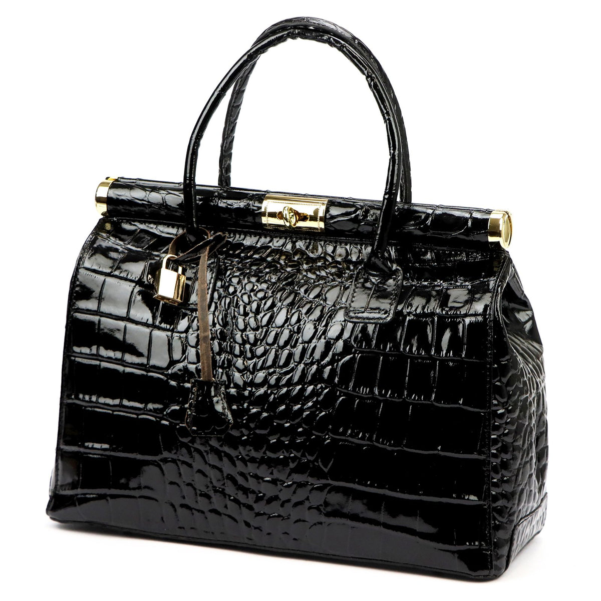 Luka 26-002 CROCO juoda odinė rankinė czarny