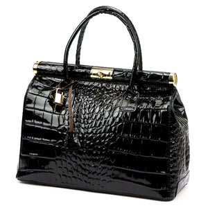 Luka 26-002 CROCO juoda odinė rankinė czarny