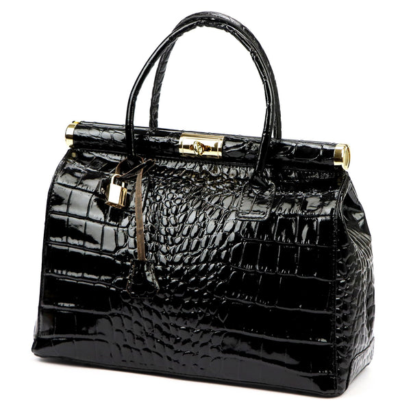 Luka 26-002 CROCO juoda odinė rankinė czarny