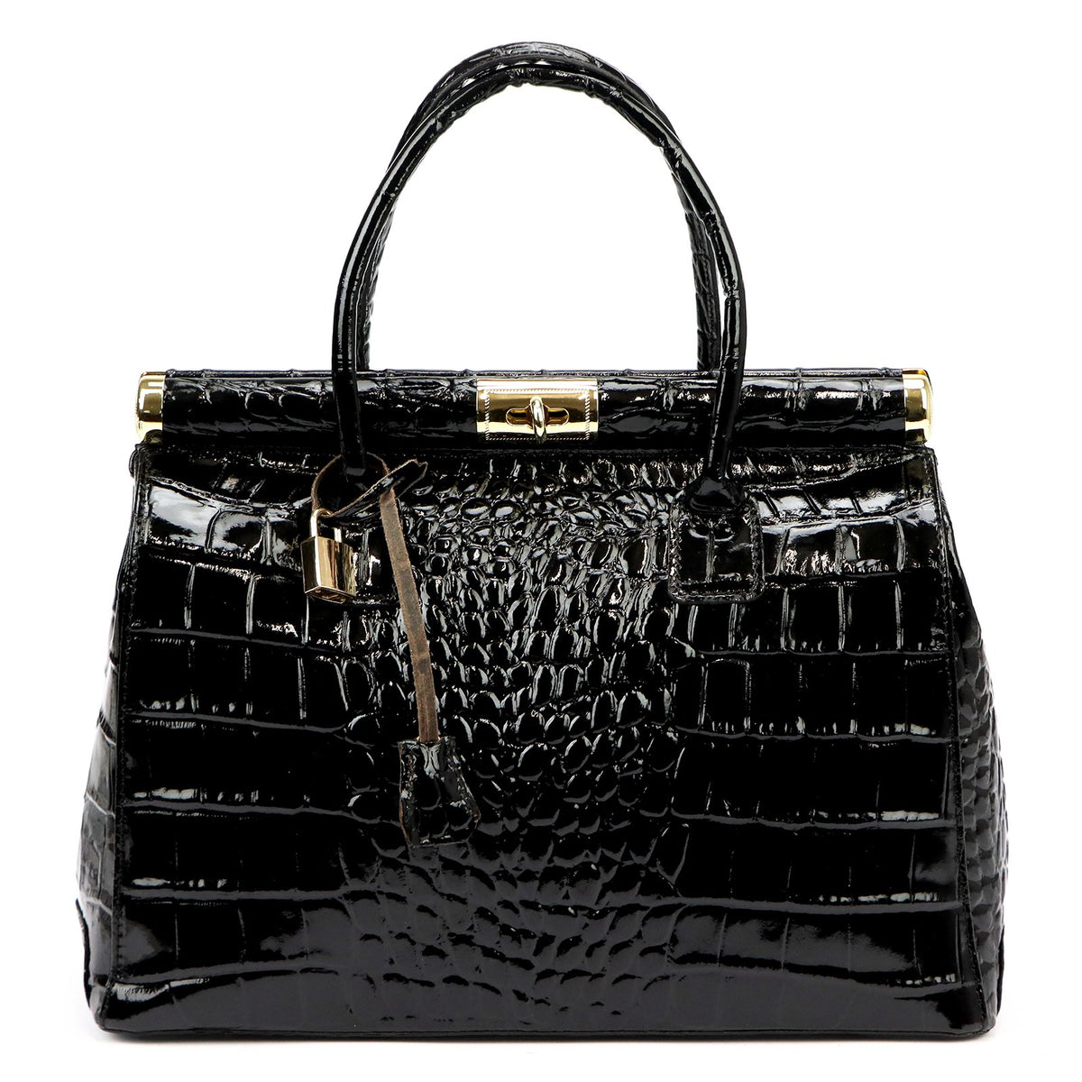 Luka 26-002 CROCO juoda odinė rankinė czarny