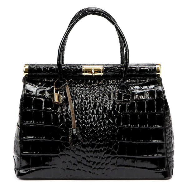 Luka 26-002 CROCO juoda odinė rankinė czarny
