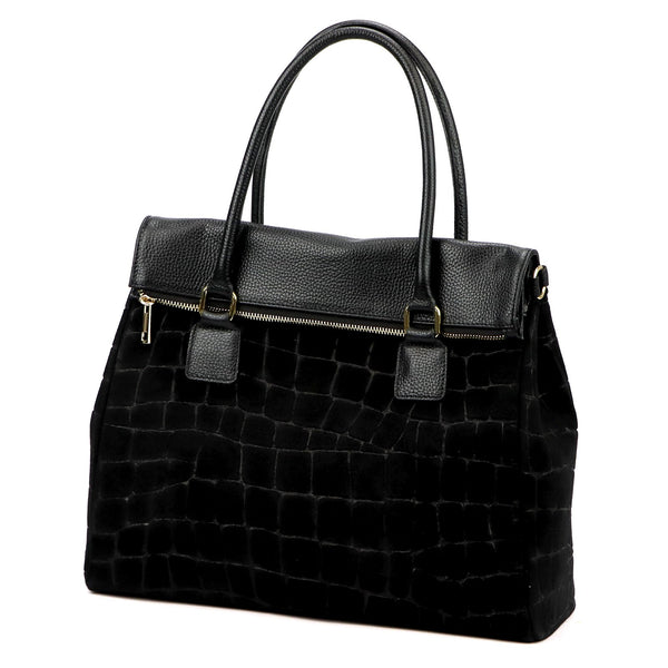 Camilla PREMIUM 10.015 CROCO juoda odinė rankinė czarny
