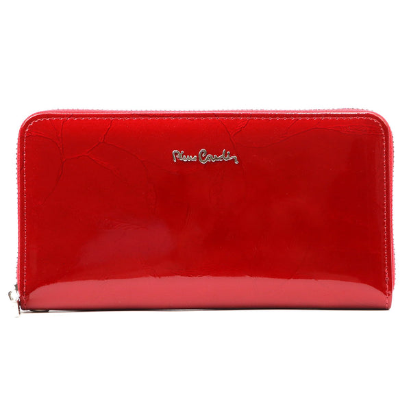 Pierre Cardin 02 LEAF 119 raudona odinė piniginė czerwony