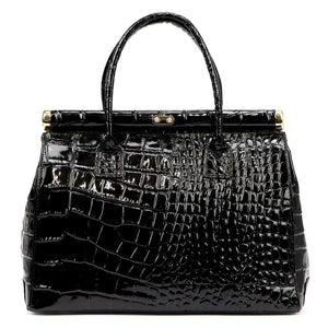 Luka 26-002 CROCO juoda odinė rankinė czarny