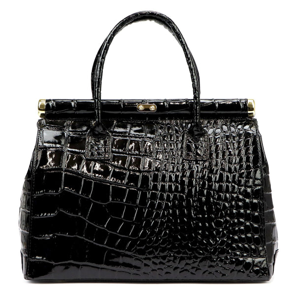 Luka 26-002 CROCO juoda odinė rankinė czarny