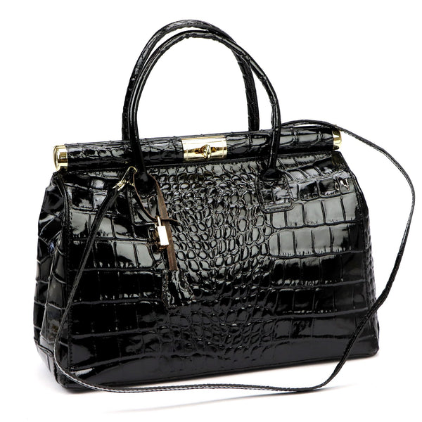Luka 26-002 CROCO juoda odinė rankinė czarny